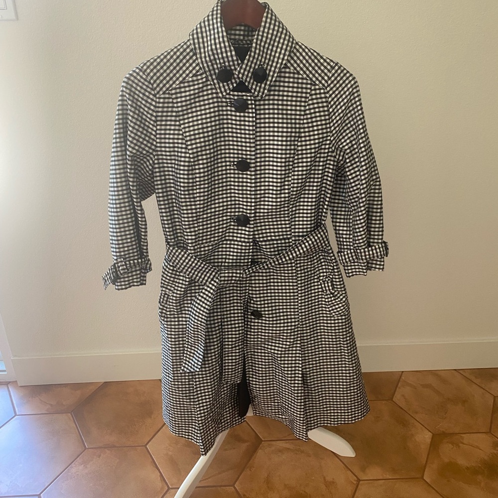 Black Rivet Black and White Checkered Coat